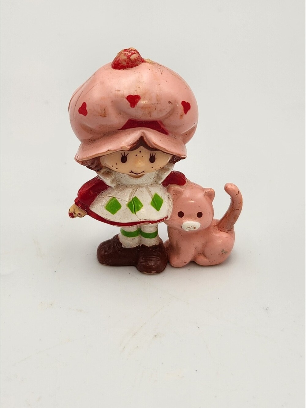 Vintage Strawberry Shortcake with Custard Cat Figurine Kenner 1980s Action - C8